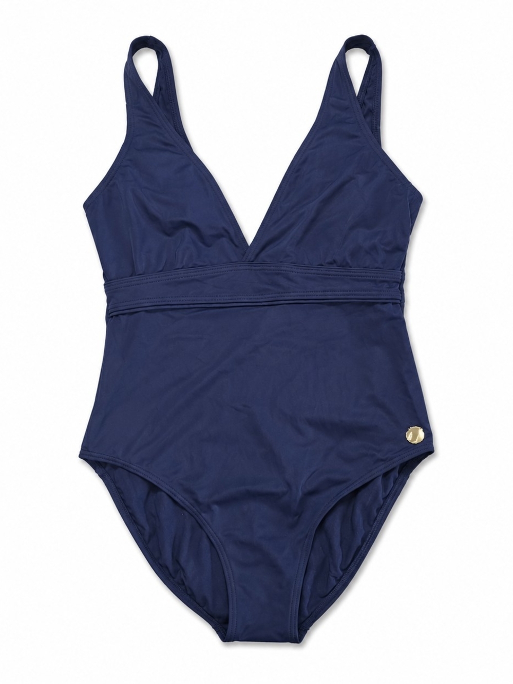 Classic Navy V-Neck One-Piece Swimsuit